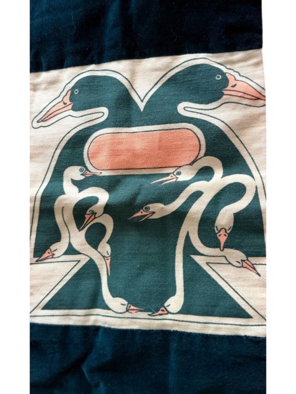 Handmade Vintage Velvet Pink Navy White Duck Quilt Satin Back Blanket 32x38" - Picture 2 of 7